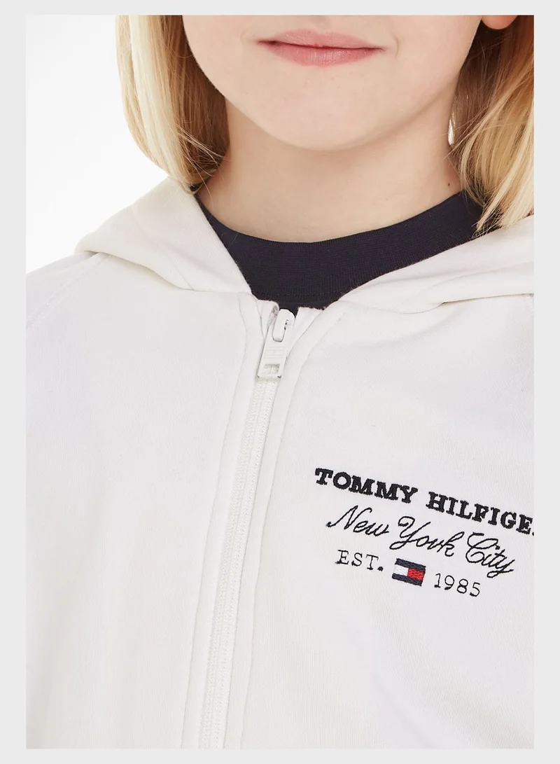 TOMMY HILFIGER Youth Script Zip Through Hoodie