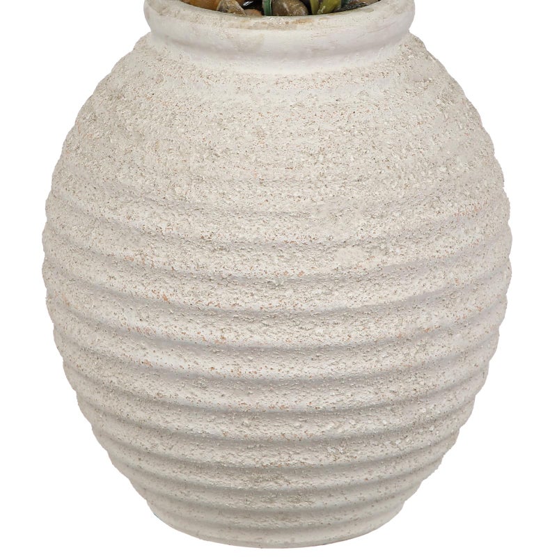 Briful Artificial Floral Arrangement Centerpiece with Eucalyptus & Mixed Greenery â€“ 14.5â€ Pre-Arranged Faux Flowers in Textured Black & White Ceramic Vase for Table, Shelf & Entryway DÃ©cor - Image 4