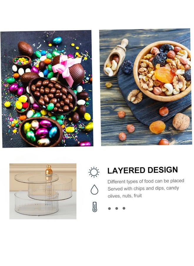 ShebSheb - 2 Tier Serving Platters,360°nuts plate with lid（Clear） - Image 1