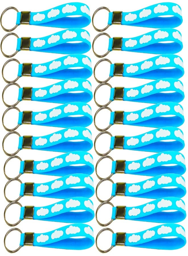 كوبا بلاي مجموعة سلاسل مفاتيح مطاطية على شكل غيوم بيضاء من CupaPlay، 24 قطعة - ألوان قوس قزح/سماء زرقاء، غيوم بيضاء، مثالية لحفلات الأطفال/حفلات استقبال المولود الجديد، وحفلات أعياد الميلاد، وحفلات توزيع الجوائز. - Image 1