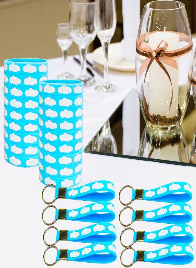 كوبا بلاي مجموعة سلاسل مفاتيح مطاطية على شكل غيوم بيضاء من CupaPlay، 24 قطعة - ألوان قوس قزح/سماء زرقاء، غيوم بيضاء، مثالية لحفلات الأطفال/حفلات استقبال المولود الجديد، وحفلات أعياد الميلاد، وحفلات توزيع الجوائز. - Image 4