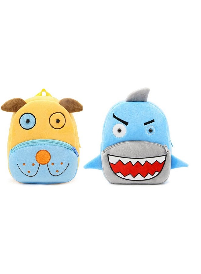 blue tree Kids School Bag Soft Plush Backpack Cartoon Bags Mini Travel Bag for for Girls Boys Toddler Baby Cute Dog & Shark - Image 1