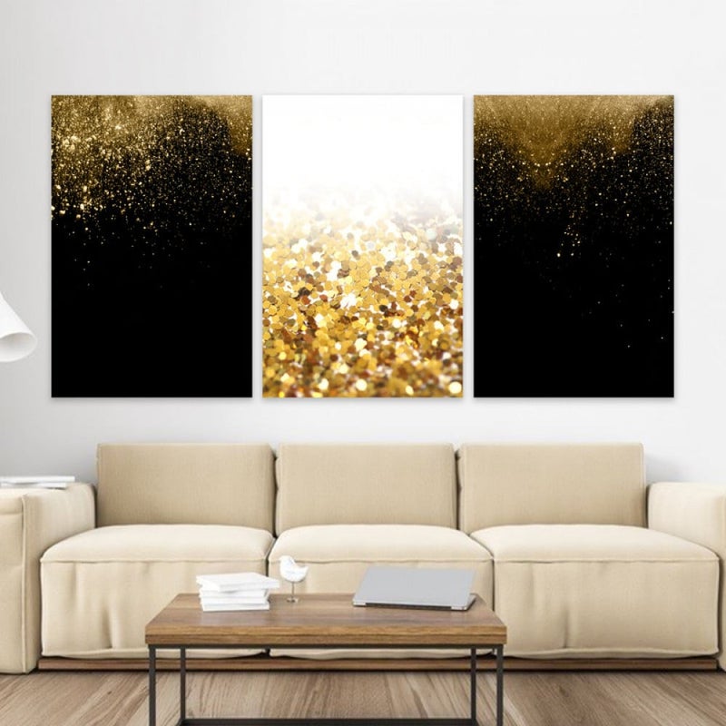 Marktna Three luxurious modern canvas prints with a hollow frame, measuring (90×40), three pieces - Image 1