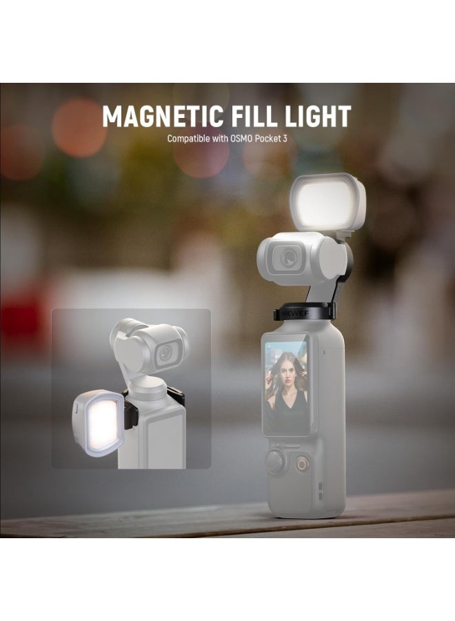 Neewer Pocket 3 Fill Light, Magnetic Auxiliary Light Compatible with DJI OSMO Pocket 3 Gimbal Cam Creator Combo, 1.3W USB C Rechargeable Plastic Mini LED Fill Light Attachment for Selfie Vlog Video Recording - Image 2