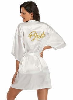 Generic Elegant Pearl White Silk Nightgown for Women, Embroidered Mid-length Bridal and Bridesmaid Dress, Perfect for Spring and Summer Home Wear  - Image 5