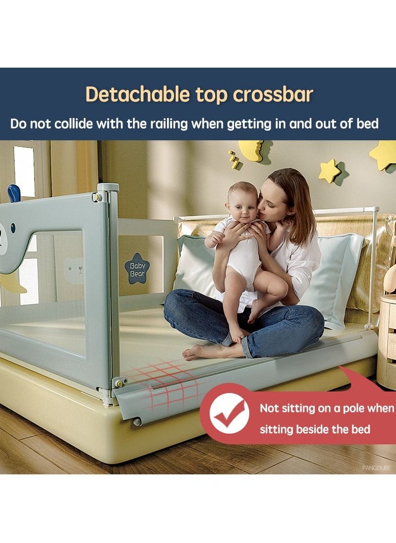 XiuWoo - 1-Piece Toddler Bed Rail Guard Anti-Fall Height Adjustable and Folding Baby Bed Rail Guard Breathable Mesh with Double Safety Child Lock 1 Side 180CM - Image 1