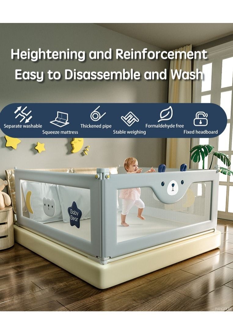 XiuWoo - 1-Piece Toddler Bed Rail Guard Anti-Fall Height Adjustable and Folding Baby Bed Rail Guard Breathable Mesh with Double Safety Child Lock 1 Side 180CM - Image 1