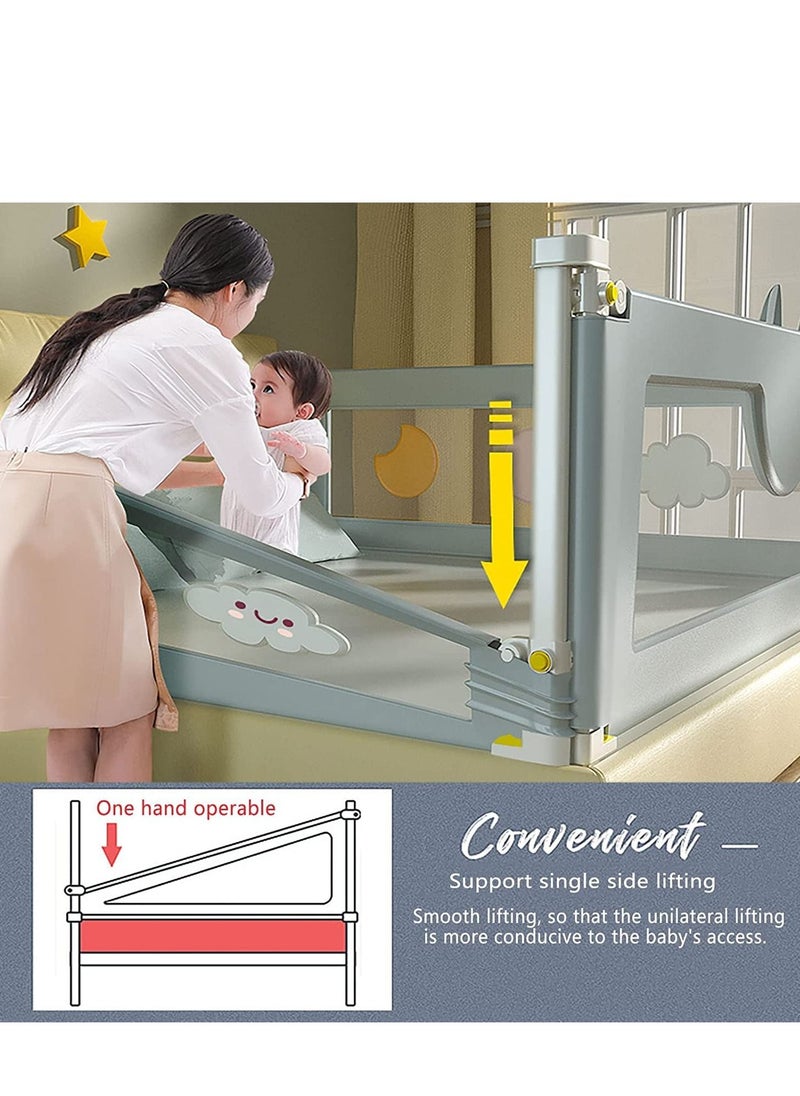 XiuWoo - 1-Piece Toddler Bed Rail Guard Anti-Fall Height Adjustable and Folding Baby Bed Rail Guard Breathable Mesh with Double Safety Child Lock 1 Side 180CM - Image 1