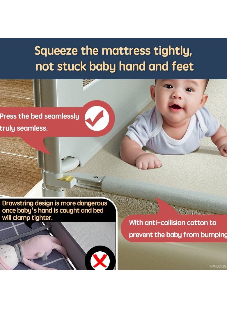 XiuWoo - 1-Piece Toddler Bed Rail Guard Anti-Fall Height Adjustable and Folding Baby Bed Rail Guard Breathable Mesh with Double Safety Child Lock 1 Side 180CM - Image 1