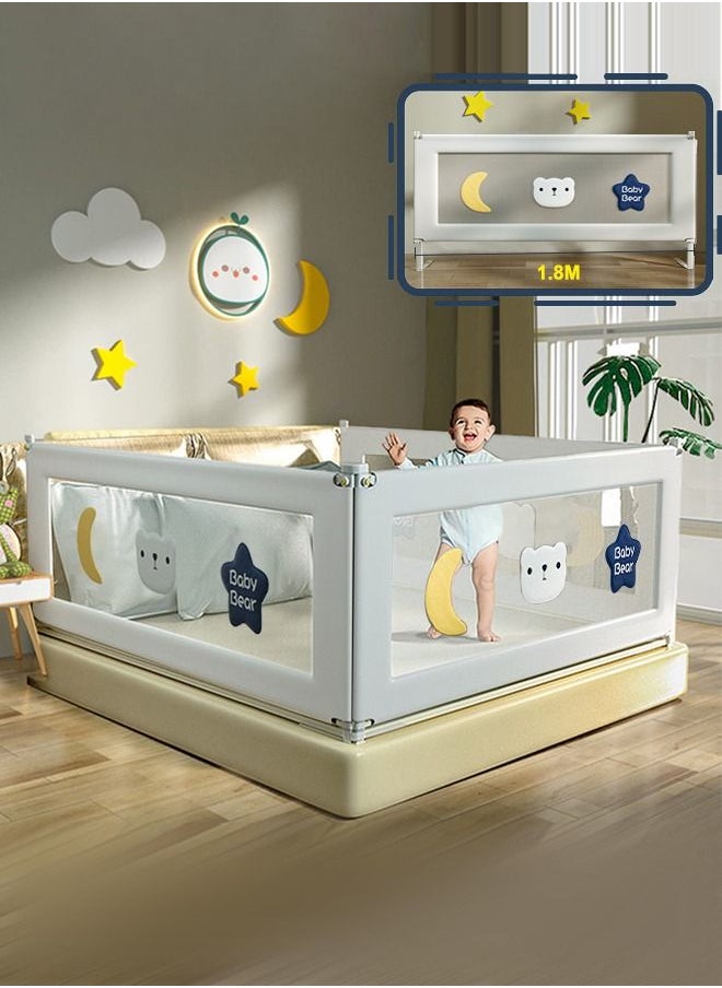 XiuWoo - 1-Piece Toddler Bed Rail Guard Anti-Fall Height Adjustable and Folding Baby Bed Rail Guard Breathable Mesh with Double Safety Child Lock 1 Side 180CM - Image 1