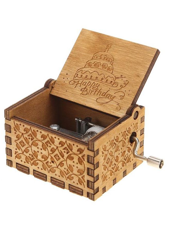 Sharpdo Antique Carved Hand Crank Music Box Birthday Gift Brown 9*5.5*4.5centimeter - Image 2