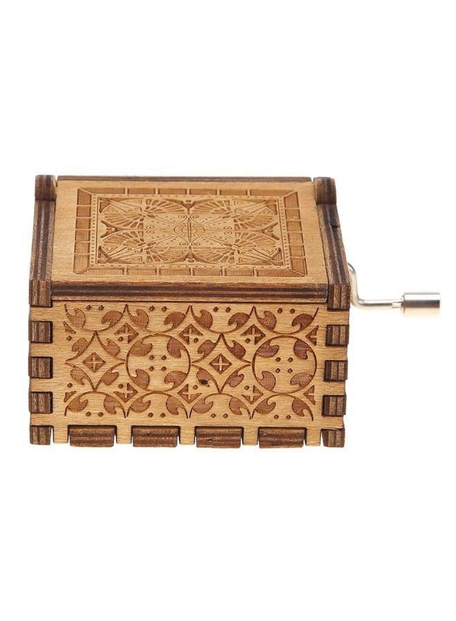 Sharpdo Antique Carved Hand Crank Music Box Birthday Gift Brown 9*5.5*4.5centimeter - Image 3