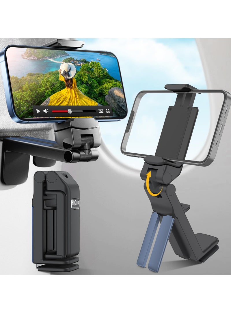Excefore Airplane Phone Holder, Adjustable 360° Rotating Phone Stand for Travel, Portable Foldable Phone Clamp, Universal Phone Mount for Desk, Home, Office - Image 1