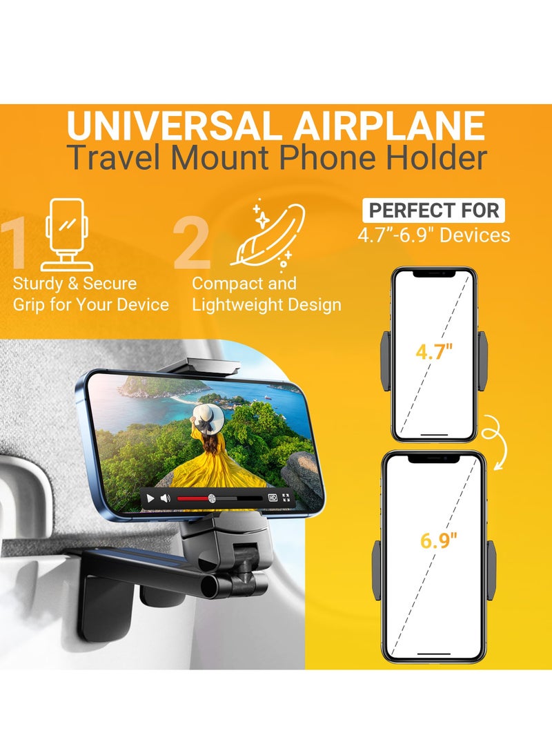 Excefore Airplane Phone Holder, Adjustable 360° Rotating Phone Stand for Travel, Portable Foldable Phone Clamp, Universal Phone Mount for Desk, Home, Office - Image 5