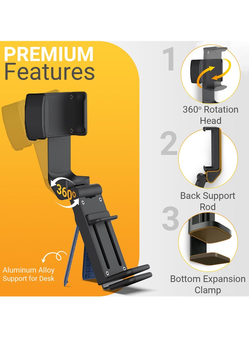 Excefore Airplane Phone Holder, Adjustable 360° Rotating Phone Stand for Travel, Portable Foldable Phone Clamp, Universal Phone Mount for Desk, Home, Office - Image 2