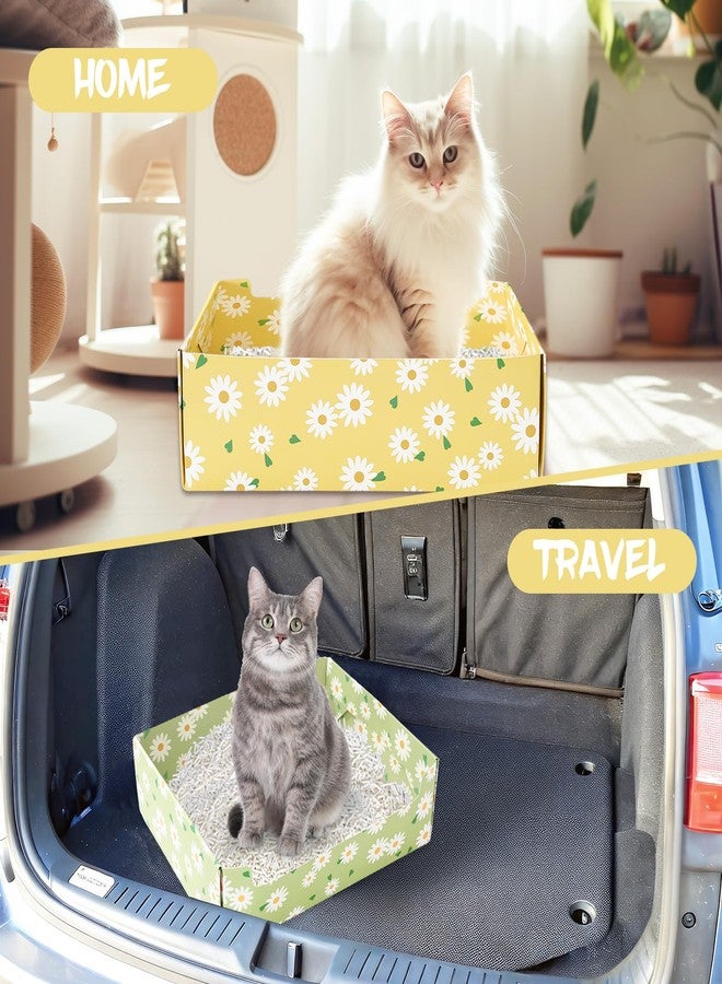 JarThenaAMCS مجموعة JarThenaAMCS المكونة من 20 صندوق فضلات للقطط قابلة للطي، باللونين الأصفر والأخضر، بتصميم ديزي، مع مغرفة، صينية ورقية محمولة مناسبة للقطط المتعددة والحيوانات الأليفة الصغيرة أثناء السفر - Image 4