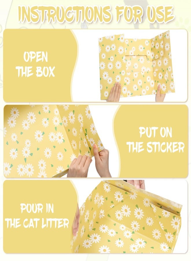 JarThenaAMCS مجموعة JarThenaAMCS المكونة من 20 صندوق فضلات للقطط قابلة للطي، باللونين الأصفر والأخضر، بتصميم ديزي، مع مغرفة، صينية ورقية محمولة مناسبة للقطط المتعددة والحيوانات الأليفة الصغيرة أثناء السفر - Image 3