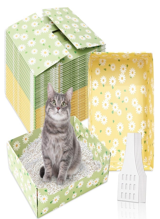 JarThenaAMCS مجموعة JarThenaAMCS المكونة من 20 صندوق فضلات للقطط قابلة للطي، باللونين الأصفر والأخضر، بتصميم ديزي، مع مغرفة، صينية ورقية محمولة مناسبة للقطط المتعددة والحيوانات الأليفة الصغيرة أثناء السفر - Image 1