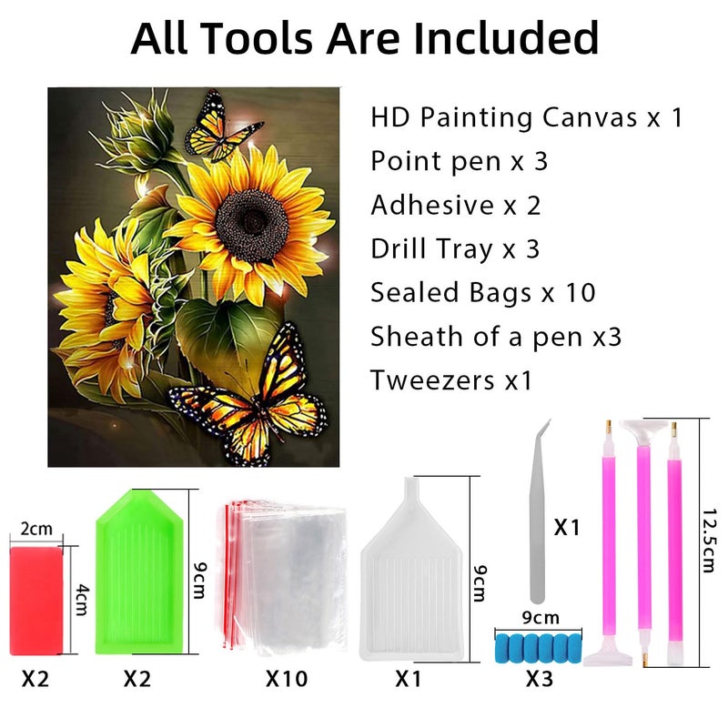 DKHDBD Diamond Painting Kits for Adults, 12x16 Inch DIY Paint by Numbers for Adults Beginner, DIY Full Drill Diamond Dots Paintings Picture Arts Craft for Home Wall Art Decor (Yellow Butterfly) - Image 4