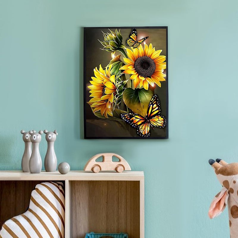 DKHDBD Diamond Painting Kits for Adults, 12x16 Inch DIY Paint by Numbers for Adults Beginner, DIY Full Drill Diamond Dots Paintings Picture Arts Craft for Home Wall Art Decor (Yellow Butterfly) - Image 2