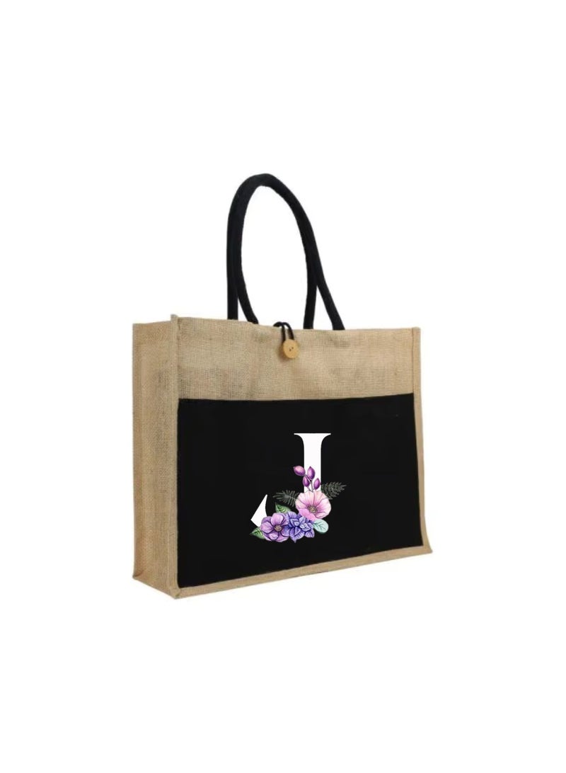 PRINTSHOP4ME Jute Bag Initial Letter Printed Design–Reusable,Durable Tote Bag For Gifting Or Everyday Use|Used For Festive Celebrations&Gifts For Special Person - Image 1