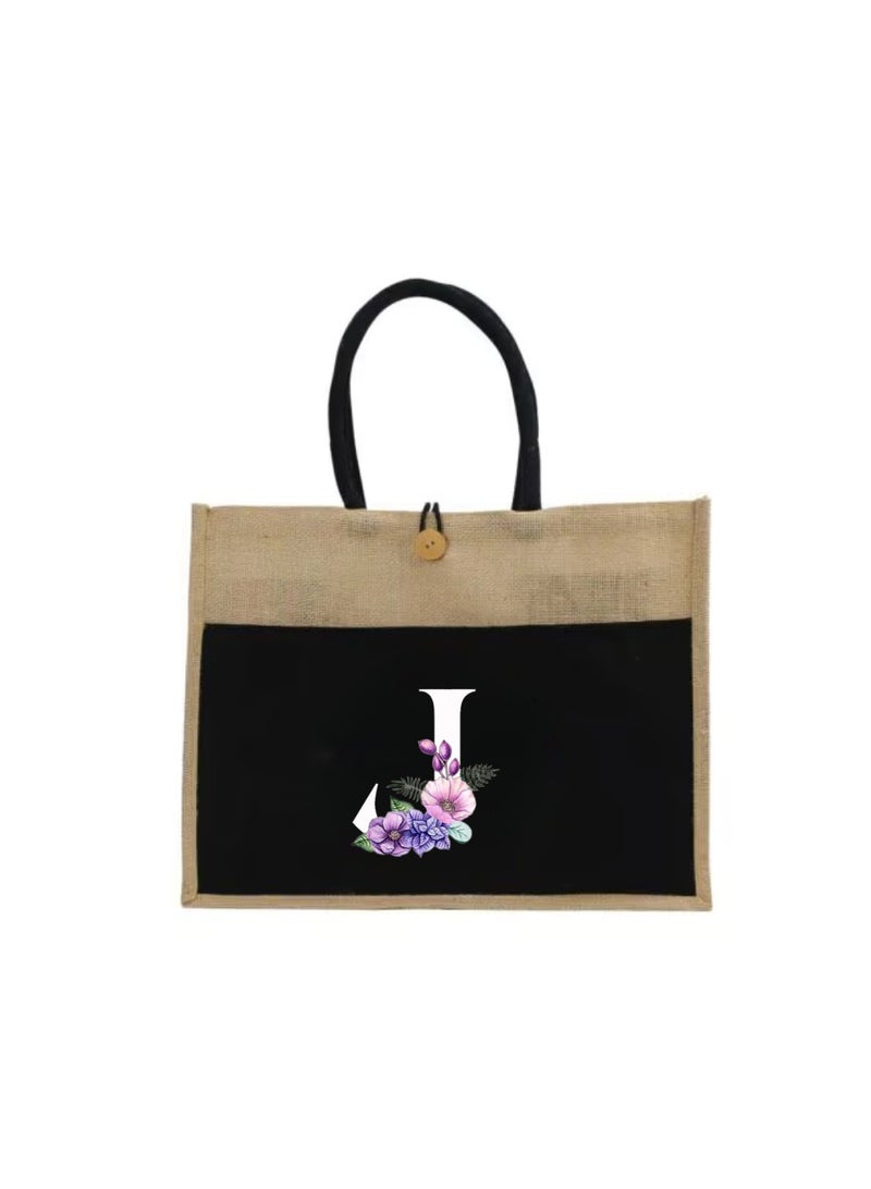 PRINTSHOP4ME Jute Bag Initial Letter Printed Design–Reusable,Durable Tote Bag For Gifting Or Everyday Use|Used For Festive Celebrations&Gifts For Special Person - Image 2