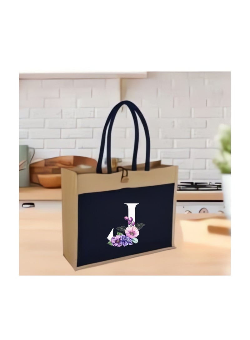 PRINTSHOP4ME Jute Bag Initial Letter Printed Design–Reusable,Durable Tote Bag For Gifting Or Everyday Use|Used For Festive Celebrations&Gifts For Special Person - Image 5