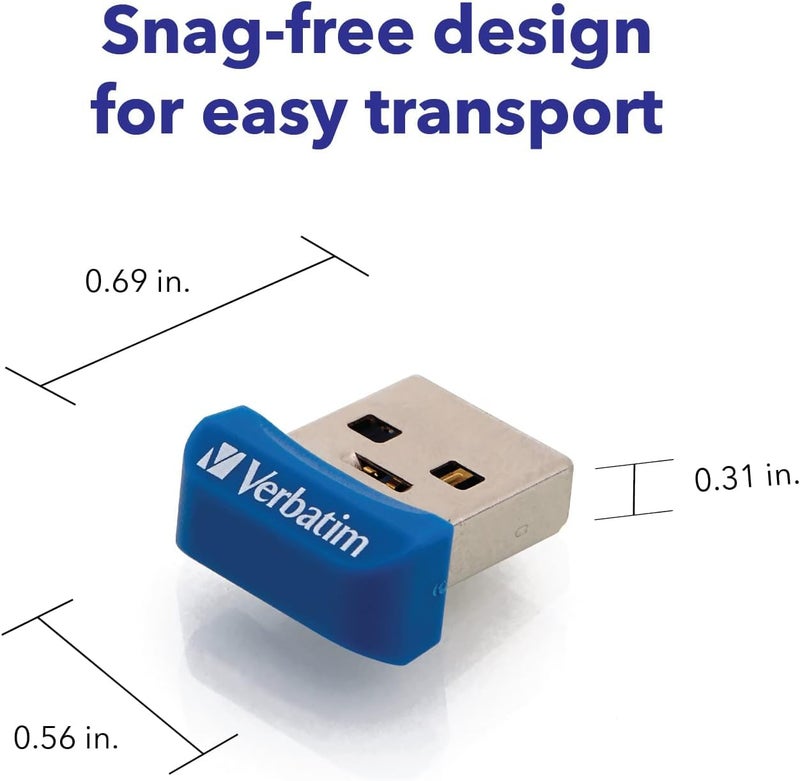 Verbatim 32GB Store 'n' Stay Nano USB 3.2 Gen 1 Flash Drive Snag-free Low Profile Thumb Drive - Blue - Image 3