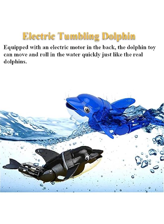 Electric Rollover Dolphin Bath Toy, Bathtub Rolling Fish Toy Tubmling Dolphin Tub Toy Swimming Dolphin Bathtub Toy Simulated Fish Water Toy (Blue) - Image 2