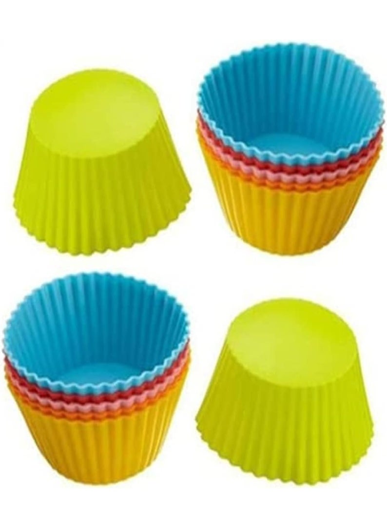 Silicone Cupcake Liners 12Pcs, Baking Cups Non-Stick Cake Muffin Chocolate Cupcake Liner Baking Cup Mold, Multicolor  - Image 4