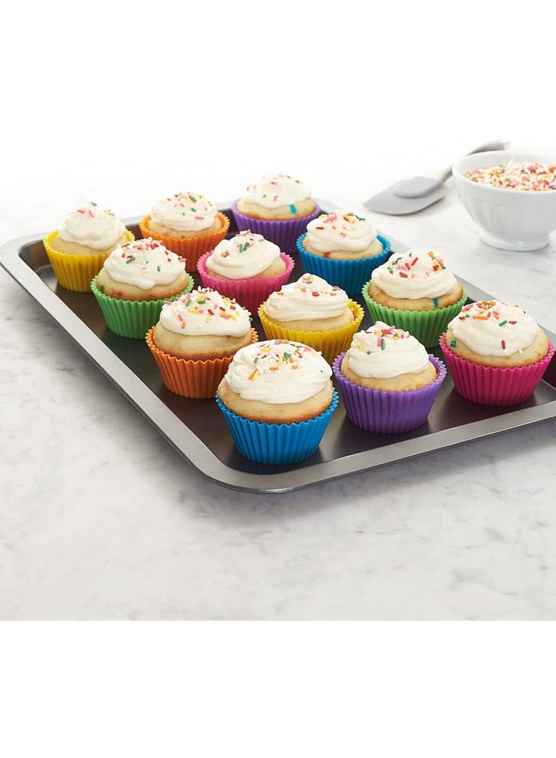 Silicone Cupcake Liners 12Pcs, Baking Cups Non-Stick Cake Muffin Chocolate Cupcake Liner Baking Cup Mold, Multicolor  - Image 2