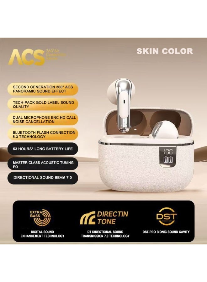 Bluetooth Earphones TWS HIFI Mic Headset Wireless Earbuds For Sports Headphones LED Display Gaming Accessories - Skin color - Image 1