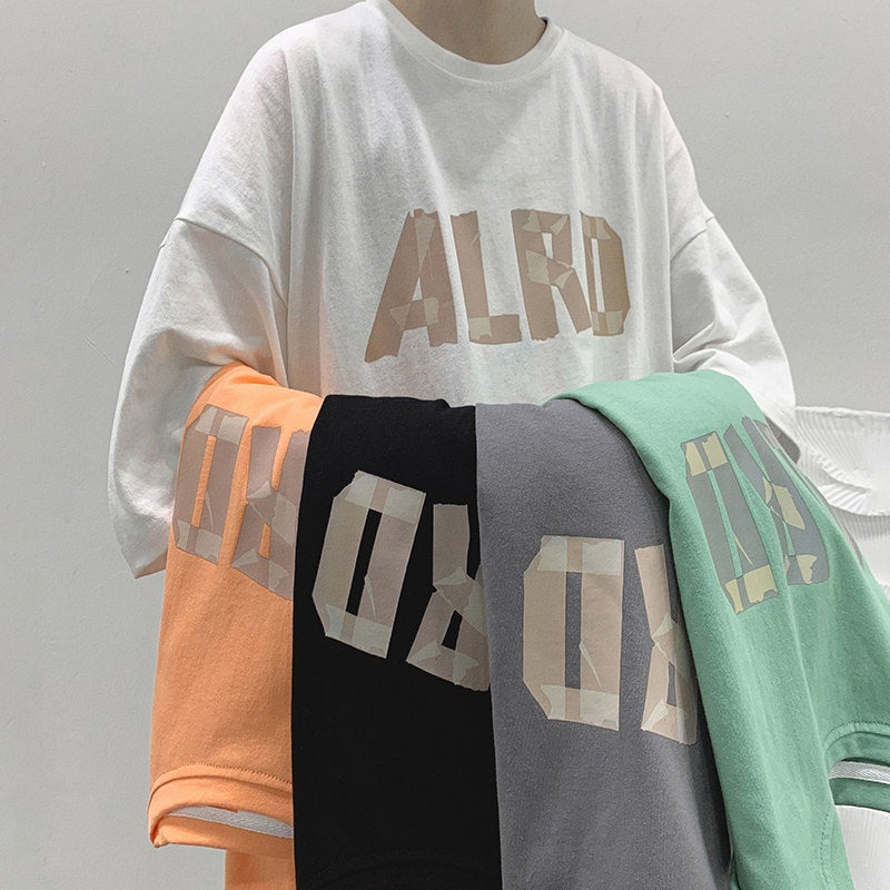 Short-Sleeved T-Shirt Men'S Hong Kong-Style Loose Printed Top Junior Casual Half-Sleeved Trendy Brand Couple'S Half-Sleeved T-Shirt - Image 3