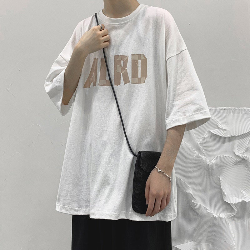 Short-Sleeved T-Shirt Men'S Hong Kong-Style Loose Printed Top Junior Casual Half-Sleeved Trendy Brand Couple'S Half-Sleeved T-Shirt - Image 1