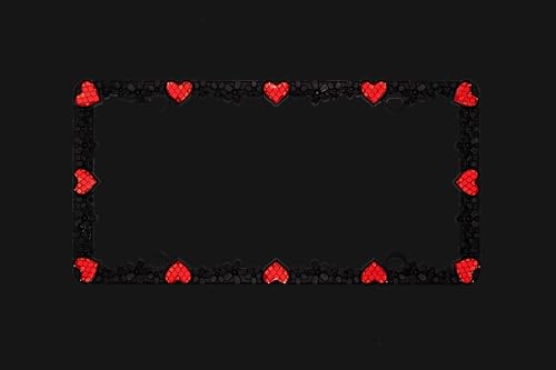Creathome 3D Daisy Heart License Plate Frame from Pure Zinc Alloy Metal Perfect Plate Holder, Matt Black Daisy with Red Reflective Heart - Image 4