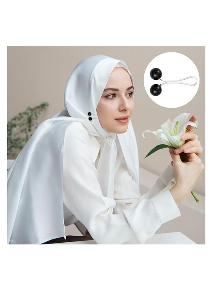 Sky Shine 12PCS Premium Hijab Pins – Crystal & Pearl Brooch Pins for Scarves, Headscarves, Shawls, Wedding Dresses & Abayas – Decorative Safety Clips Black & White - Image 3