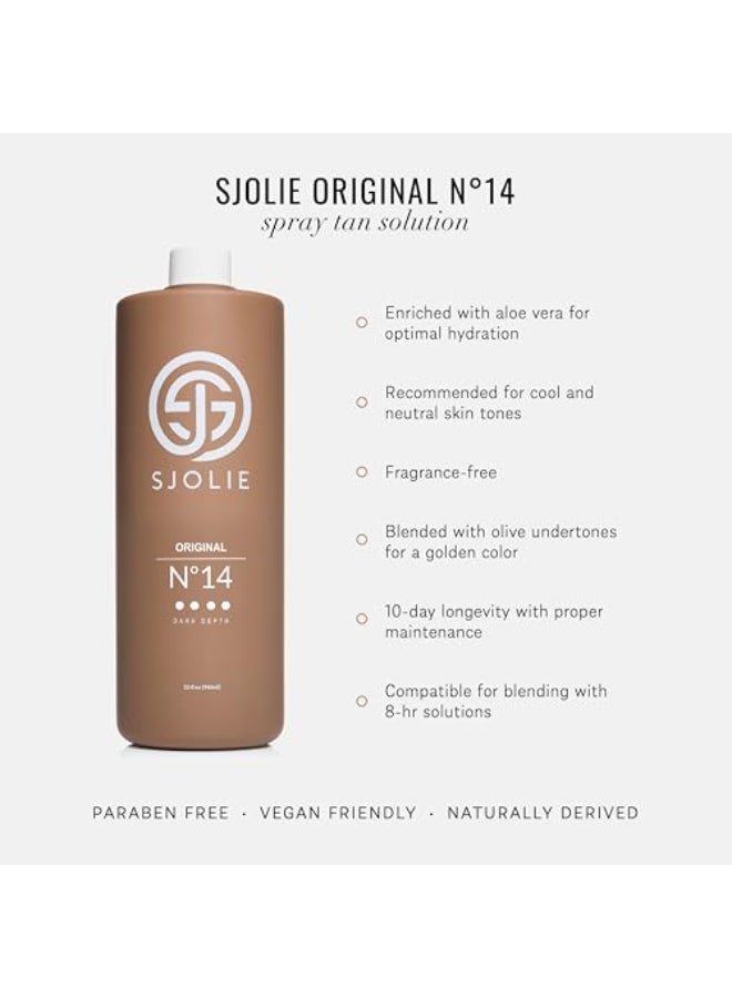SJOLIE SUNLESS حل رذاذ تان SJOLIE رقم 14 عمق داكن رذاذ تان مرطب للتان بدون شمس لإنهاء برونزي داكن يدوم طويلاً 32 أونصة - Image 4