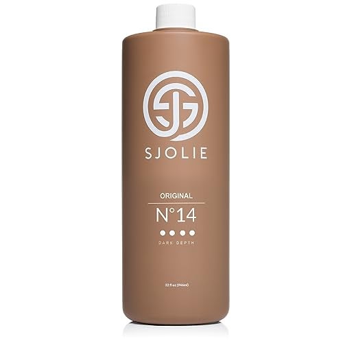 SJOLIE SUNLESS حل رذاذ تان SJOLIE رقم 14 عمق داكن رذاذ تان مرطب للتان بدون شمس لإنهاء برونزي داكن يدوم طويلاً 32 أونصة - Image 1