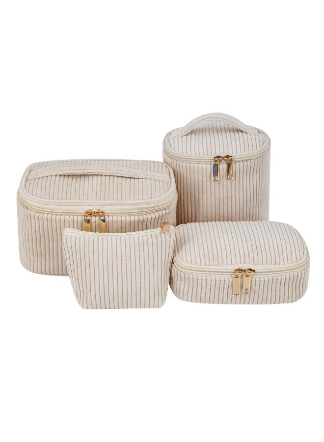 طقم حقائب مكياج من 4 قطع - حقائب مستحضرات تجميل، وحقائب مكياج، وحقائب أدوات زينة للنساء والفتيات، مثالية للسفر ورحلات العمل والتنظيم اليومي - Image 1