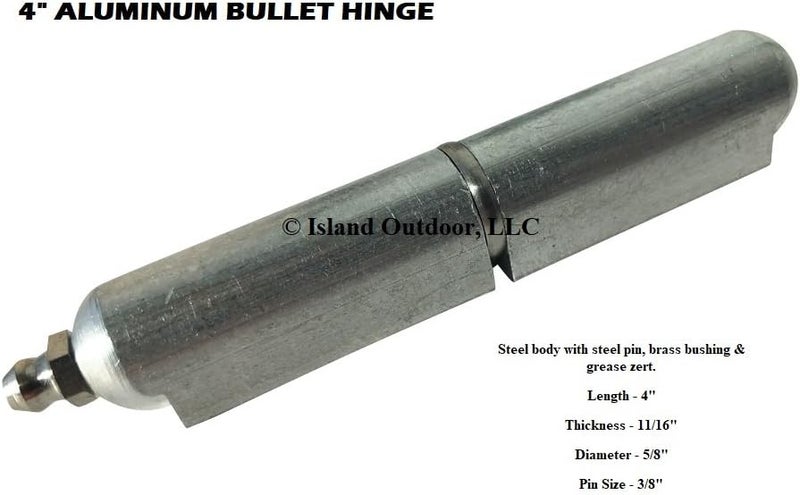 LavaLock 4" Aluminum Weld on Bullet Hinge Stainless Steel Bushing & Pin w/Zerk Grease Fitting (4) - Image 3