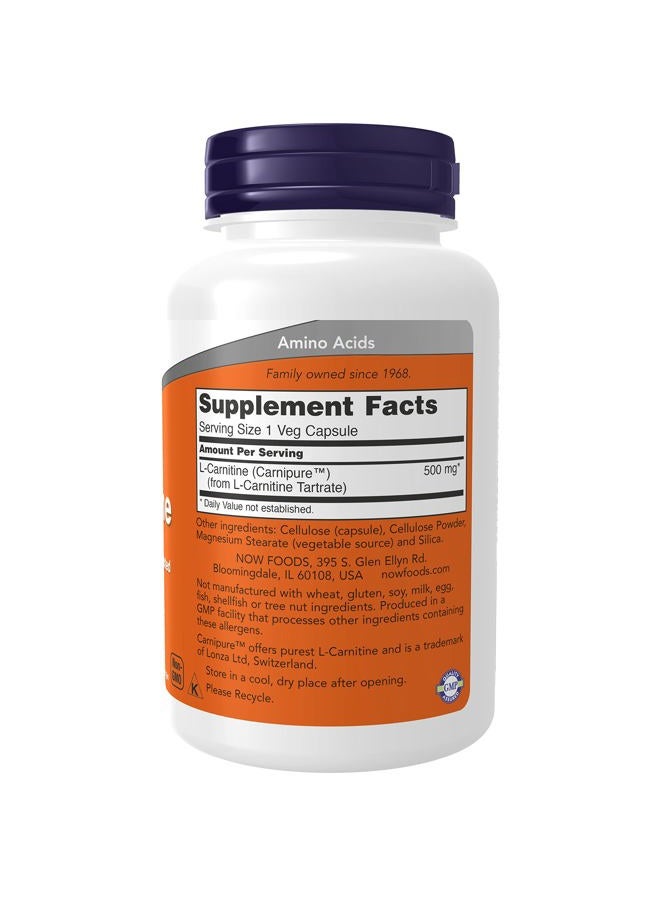 Now Foods L-Carnitine 500 mg 180 Capsules - Image 2