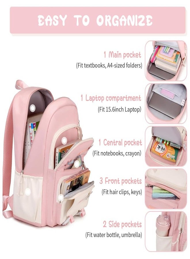 PALAY® School Bag for Girls Kawaii Pink School Book Bag Multi Compartment 15.6 inches Travel Backpack - Image 4