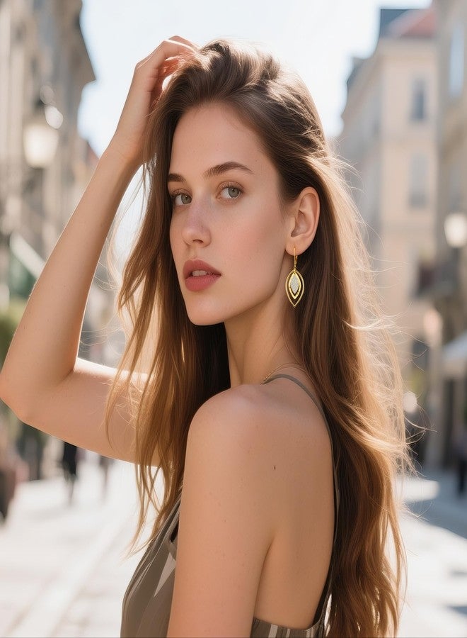 ALEXCRAFT Gold Dangle Drop Earrings for Women Leverback Earring Dangling Dangly Earings Hypoallergenic Gold Earrings Lever back Drop Dangle Cubic Zirconia Earring Oval Gold Jewlery - Image 4