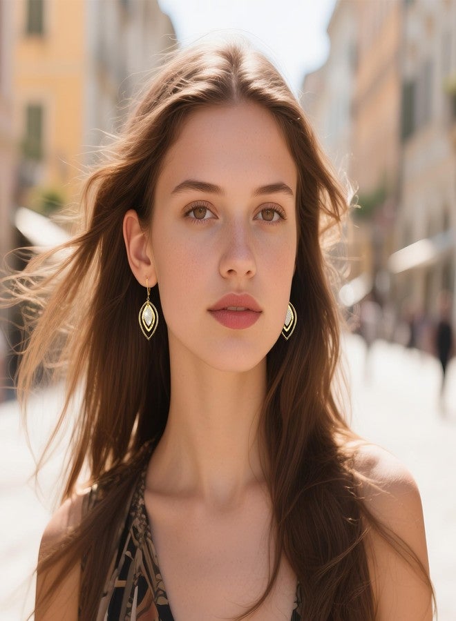 ALEXCRAFT Gold Dangle Drop Earrings for Women Leverback Earring Dangling Dangly Earings Hypoallergenic Gold Earrings Lever back Drop Dangle Cubic Zirconia Earring Oval Gold Jewlery - Image 3