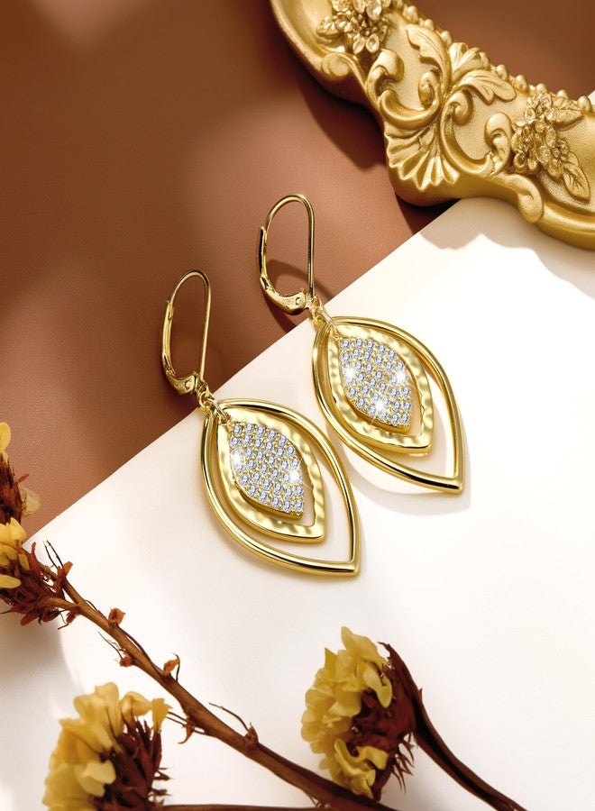 ALEXCRAFT Gold Dangle Drop Earrings for Women Leverback Earring Dangling Dangly Earings Hypoallergenic Gold Earrings Lever back Drop Dangle Cubic Zirconia Earring Oval Gold Jewlery - Image 5