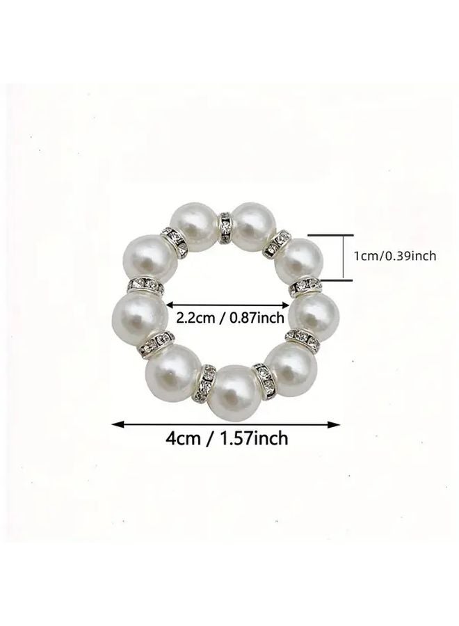 24 Pcs Silvery Pearl Napkin Rings Elastic Spring Holder For Wedding Party Decor - Image 3
