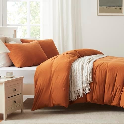H HOUSEHOLD Household 100% Jersey Cotton Queen Size Pillowcase 20”x30” - Light Weight, Comfortable, Super Soft Pillow Case with Envelope Closure Set of 2 (Burnt Orange, Queen Size Pillowcase) - Image 3