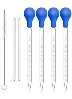 King Mariot 1 Set | Glass 5 ML Graduated Droppers Lab Pipettes Dropper | Big Rubber Hats | 20cm Glass Stir Rod and Washing Brush Transfer | Liquid Essential Oil  - Image 1