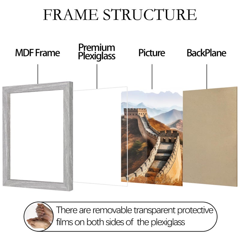 Picrit 12x16 Picture Frame  Photo Frame for Wall Mounting Diaplay  Gray - Image 4