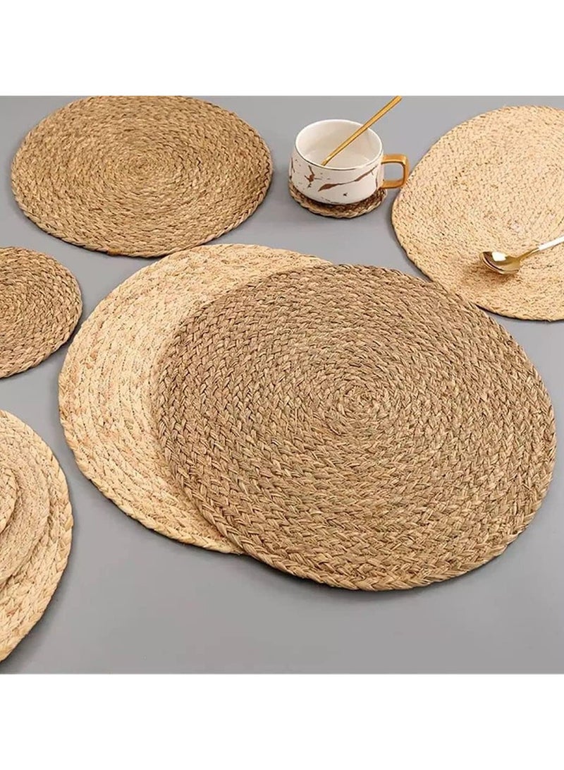 Generic Natural Woven Round Placemats – Rustic Jute Dining Table Mat – Heat-Resistant Decorative Charger Plate Base for Kitchen, Dining Room, or Restaurant Use – Easy to Clean - Image 2
